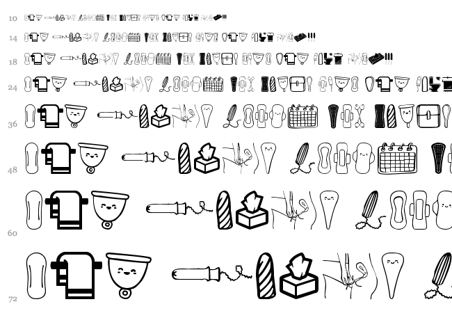 Feminine Hygiene font waterfall